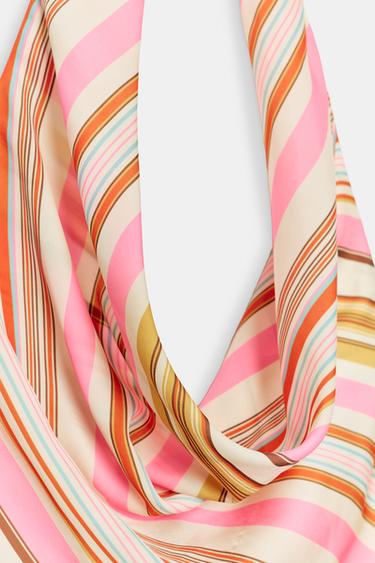 TOP SATINÉ HALTER À RAYURES - Multicolore de Zara - Image 4