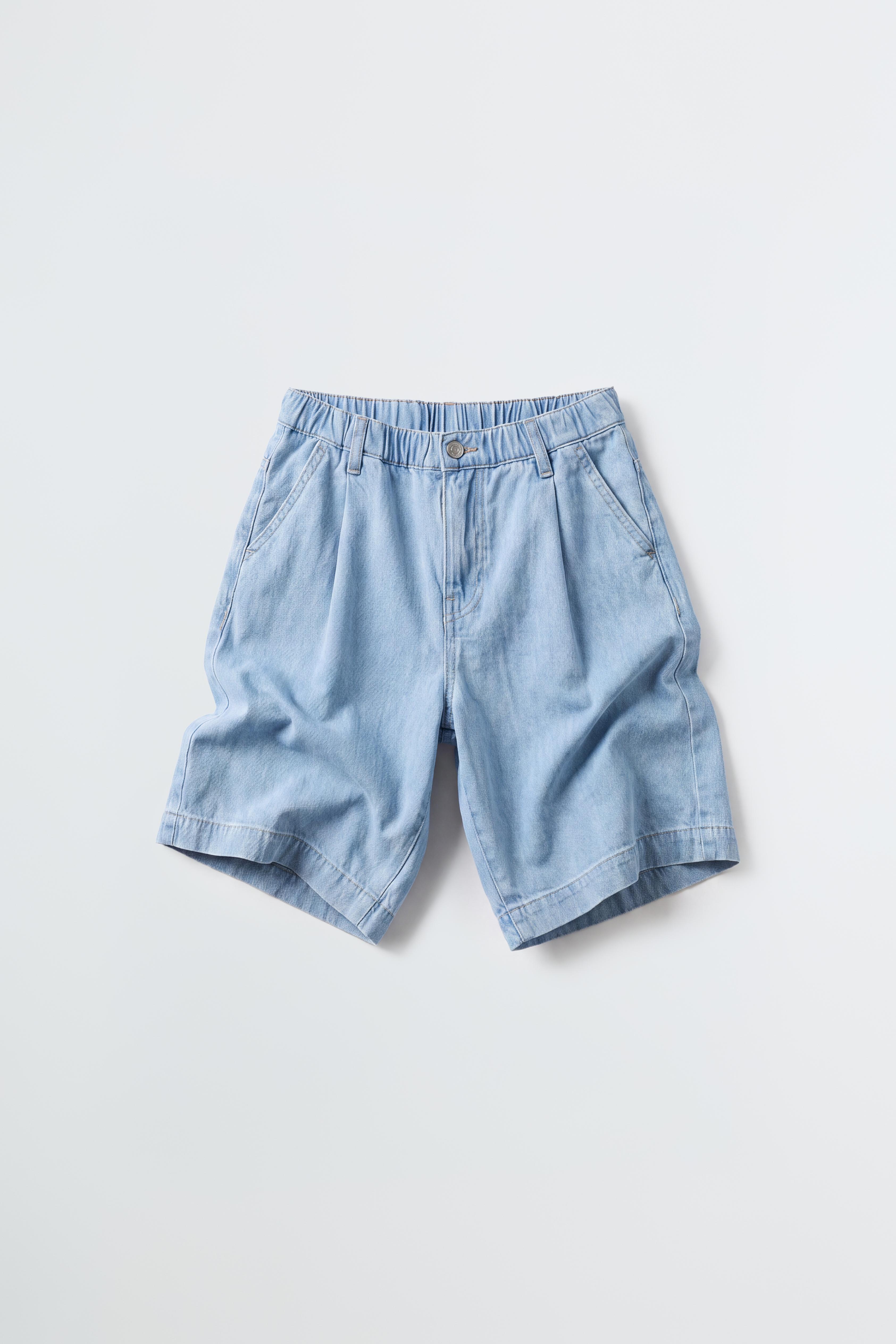 LONG DENIM SHORTS — Blue