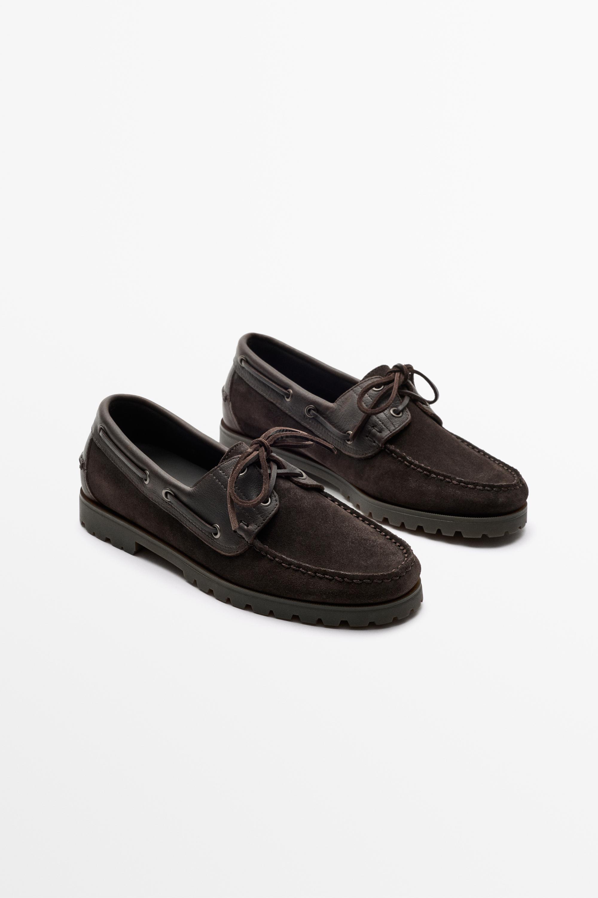 Nappa leather boat shoe — Brown