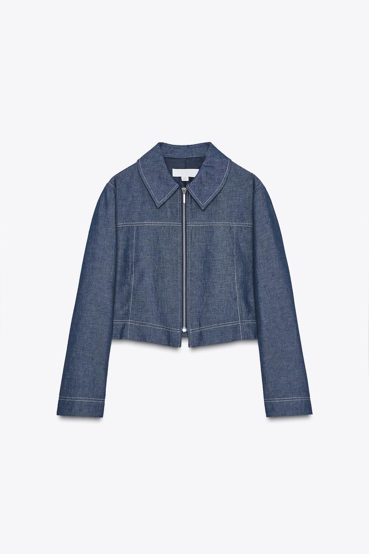 CONTRAST STITCH CROP JACKET