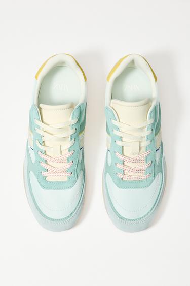 COLOUR BLOCK RUNNING TRAINERS - Sea Green by Zara