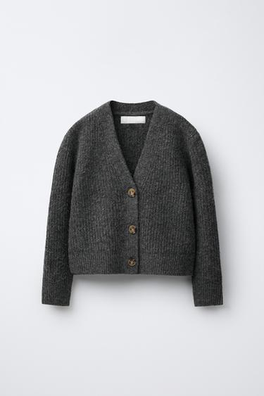 KNIT CARDIGAN - Dark grey by Zara