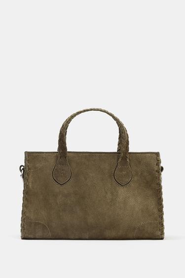 BOLSA DE COURO CROUTE CITYBAG TRANÇADA - Verde da Zara