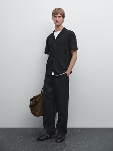 Chemise manches courtes lin - Noir de Zara - Image 0