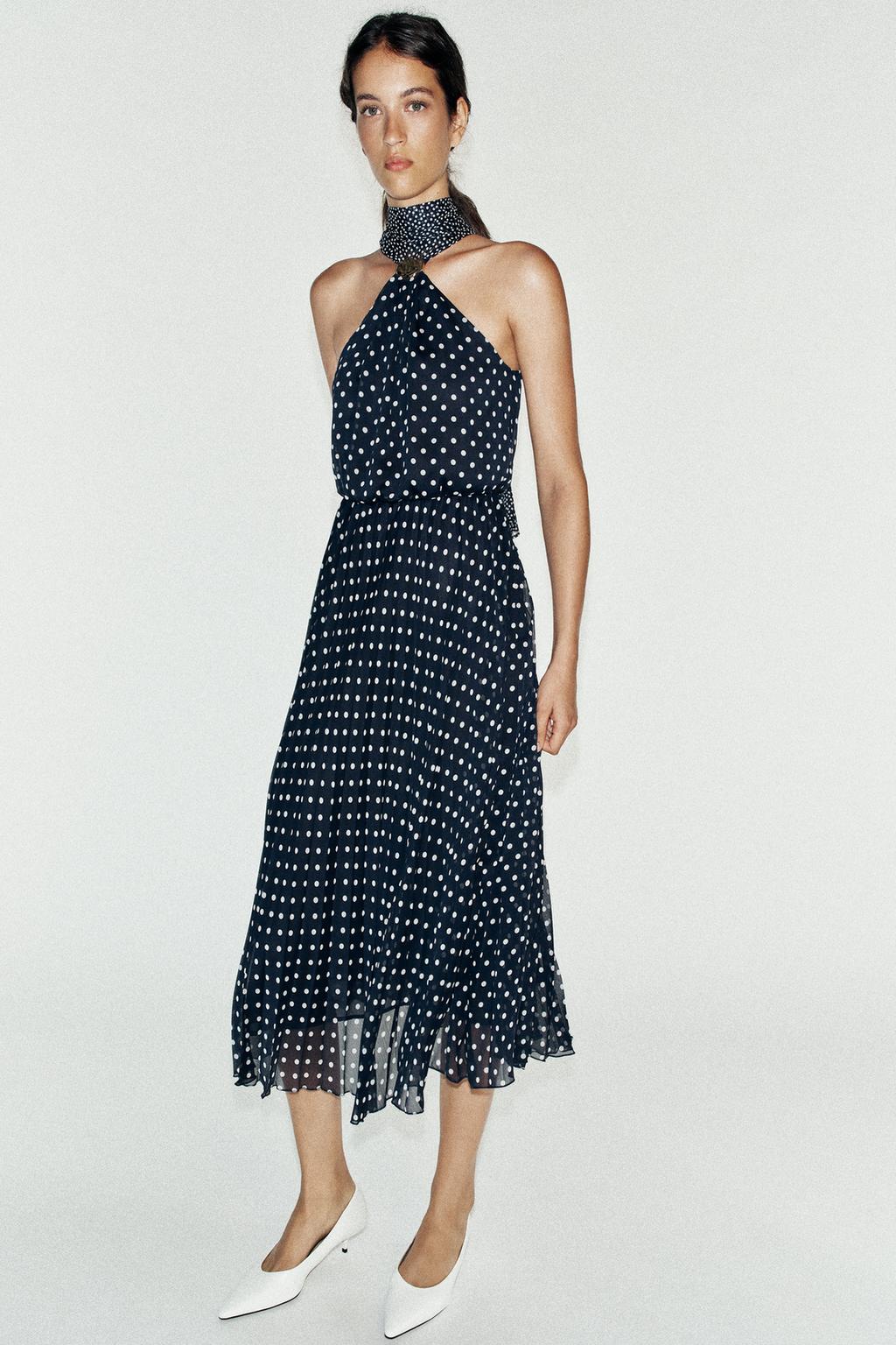 POLKA DOT HALTER MIDI DRESS