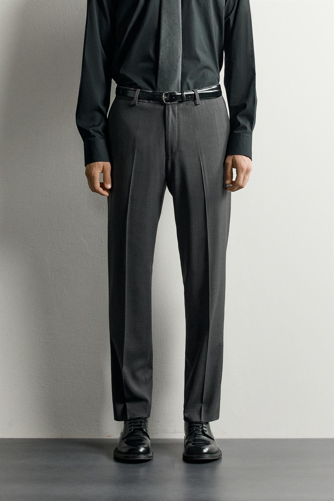COMFORT REGULAR FIT SUIT PANTS — Anthracite Gray