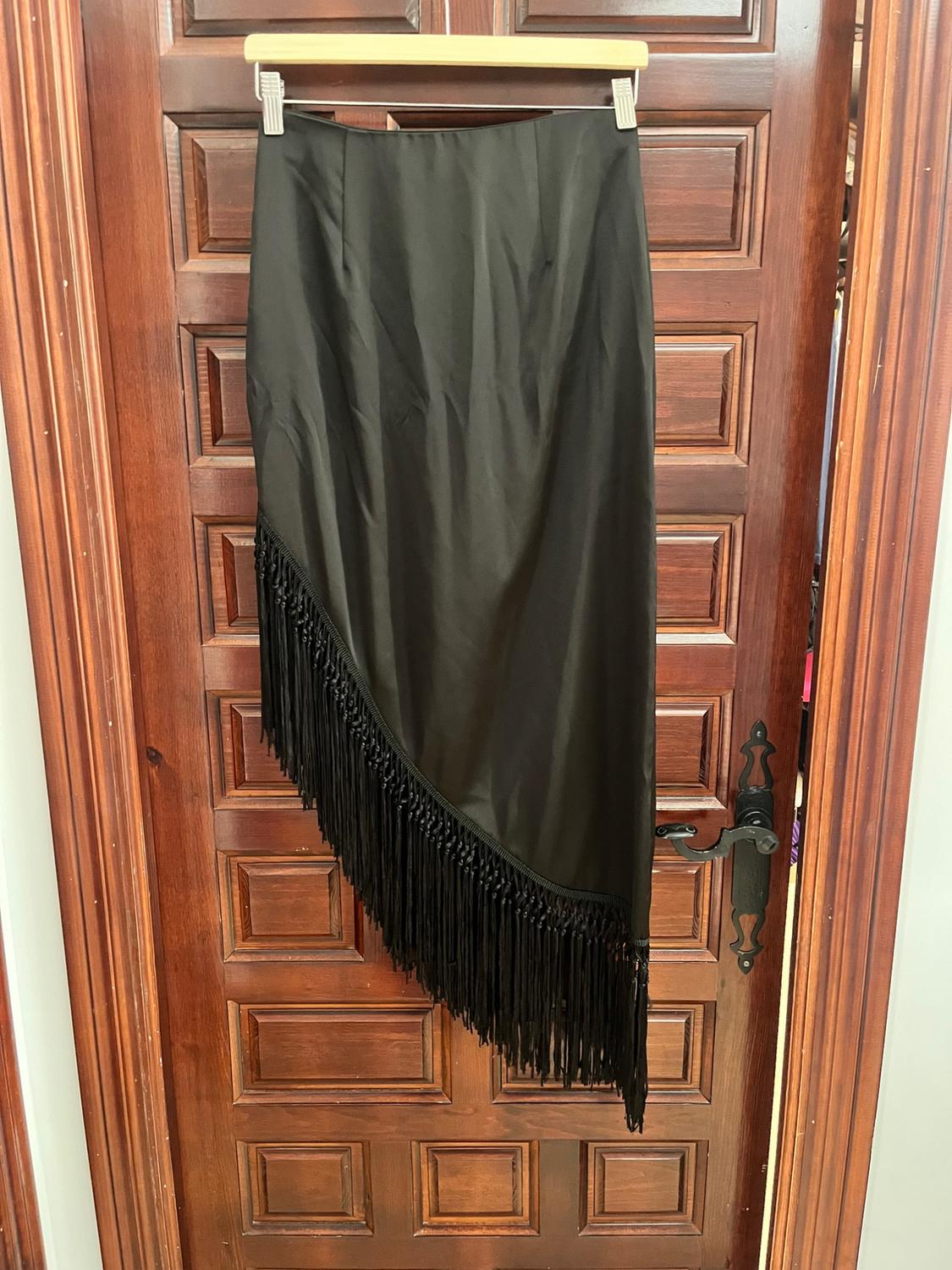 FRINGED SATIN SKIRT - Image 4
