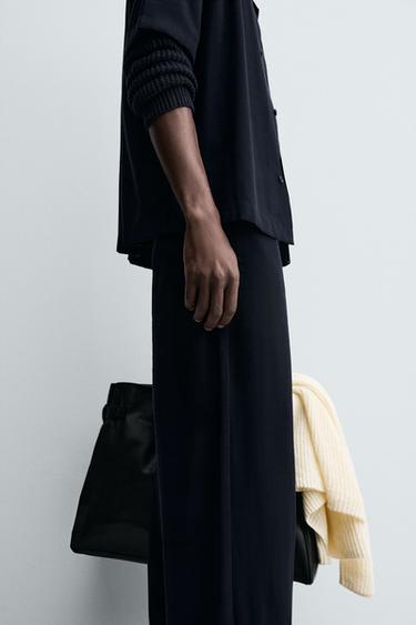 RELAXED FIT TROUSERS WITH BELT - Navy blue by Zara - Image 6