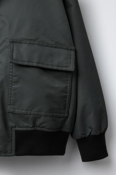 NYLON BOMBER JACKET WITH POCKETS - Khaki by Zara - Image 3