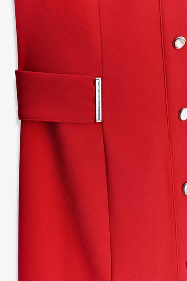 Zara CREPE MIDI FITTED DRESS - Red