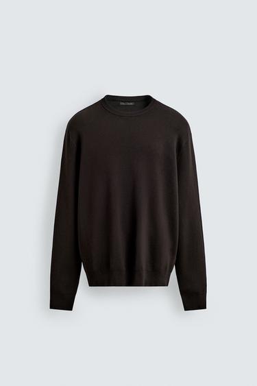 REGULAR FIT COTTON JUMPER - Dark brown by Zara
