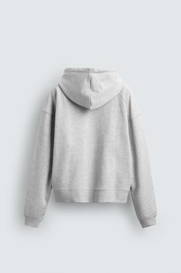 SWEAT HOODIE BOXY FIT ZIPPÉ - Gris chiné de Zara - Image 6