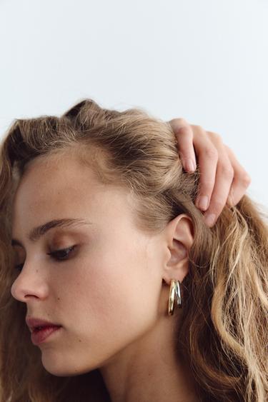 DOUBLE HOOP EARRINGS - Golden by Zara - Image 0