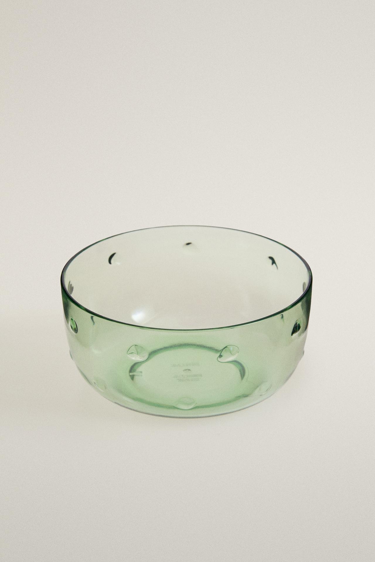 ACRYLIC BOWL WITH DOTS — Green