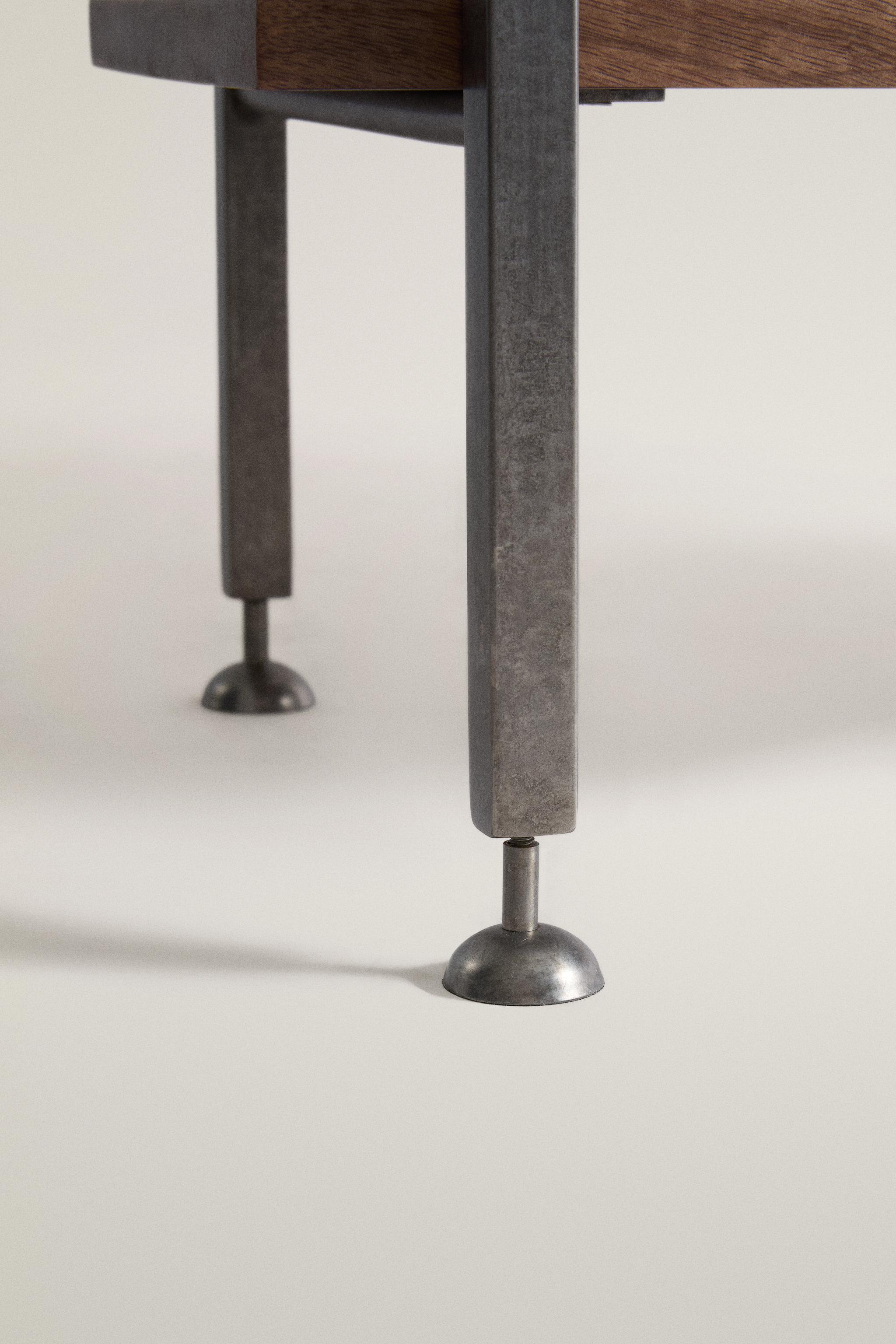 STEEL AND WOOD LOW SHELF UNIT