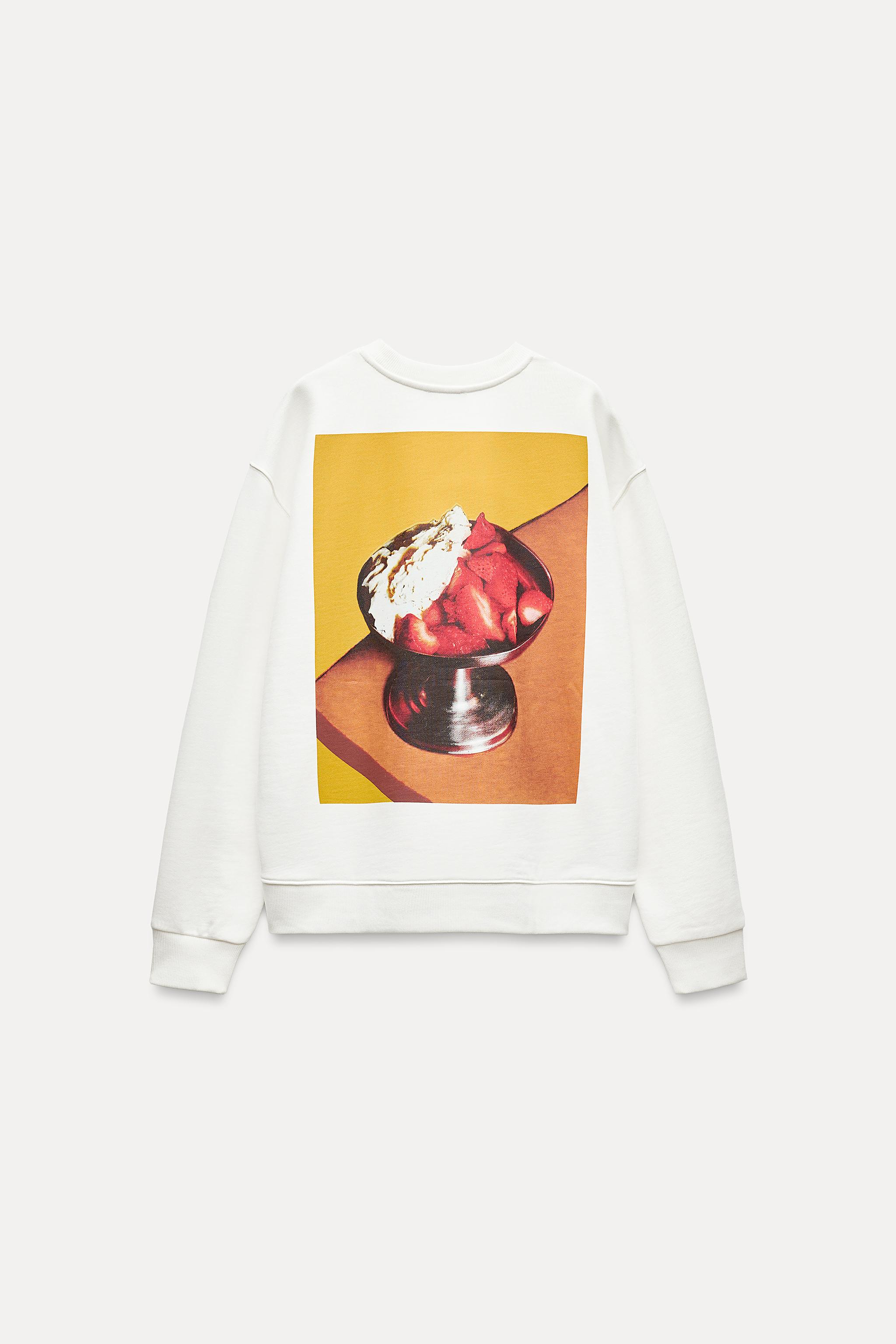 コントラストプリントスウェットシャツ - オフホワイト | ZARA