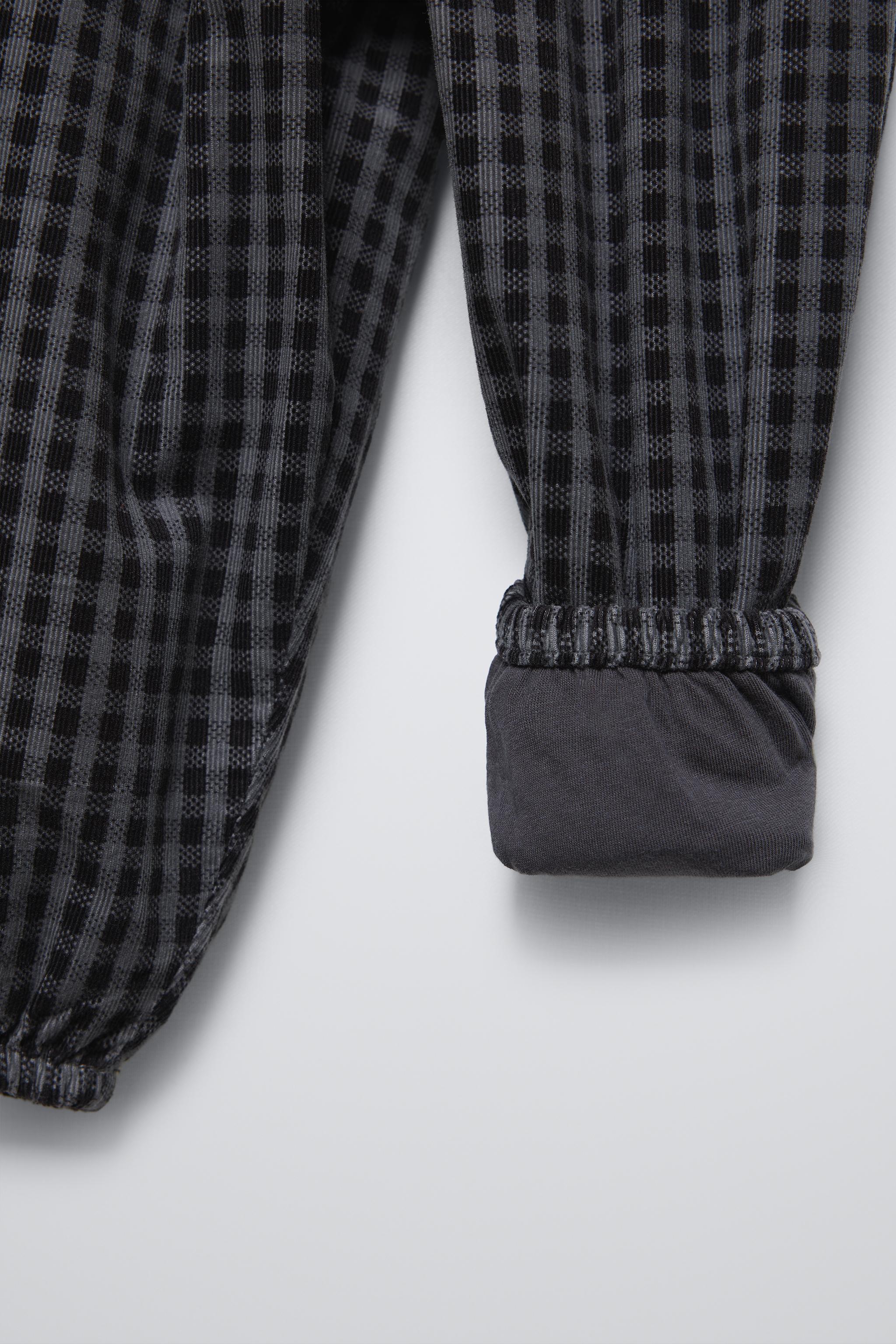 LINED FINE-WALED PLAID CORDUROY PANTS - Gray / Blue | ZARA