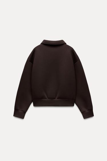 BLOUSON BOMBER EFFET SCUBA - Marron foncé de Zara - Image 5
