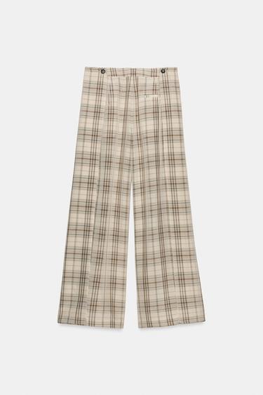 CHECK TROUSERS ZW COLLECTION - Beige by Zara - Image 4
