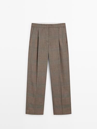 Zara Check wool suit trousers - Beige