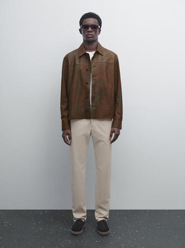 Pantalón slim fit estructura - Beige de Zara