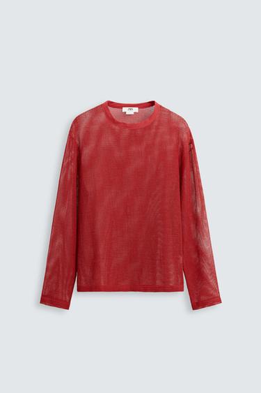 CAMISETA ESTRUCTURA ABIERTA - Rojo de Zara