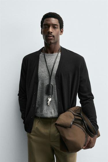 REGULAR FIT 100% WOOL CARDIGAN - Black by Zara