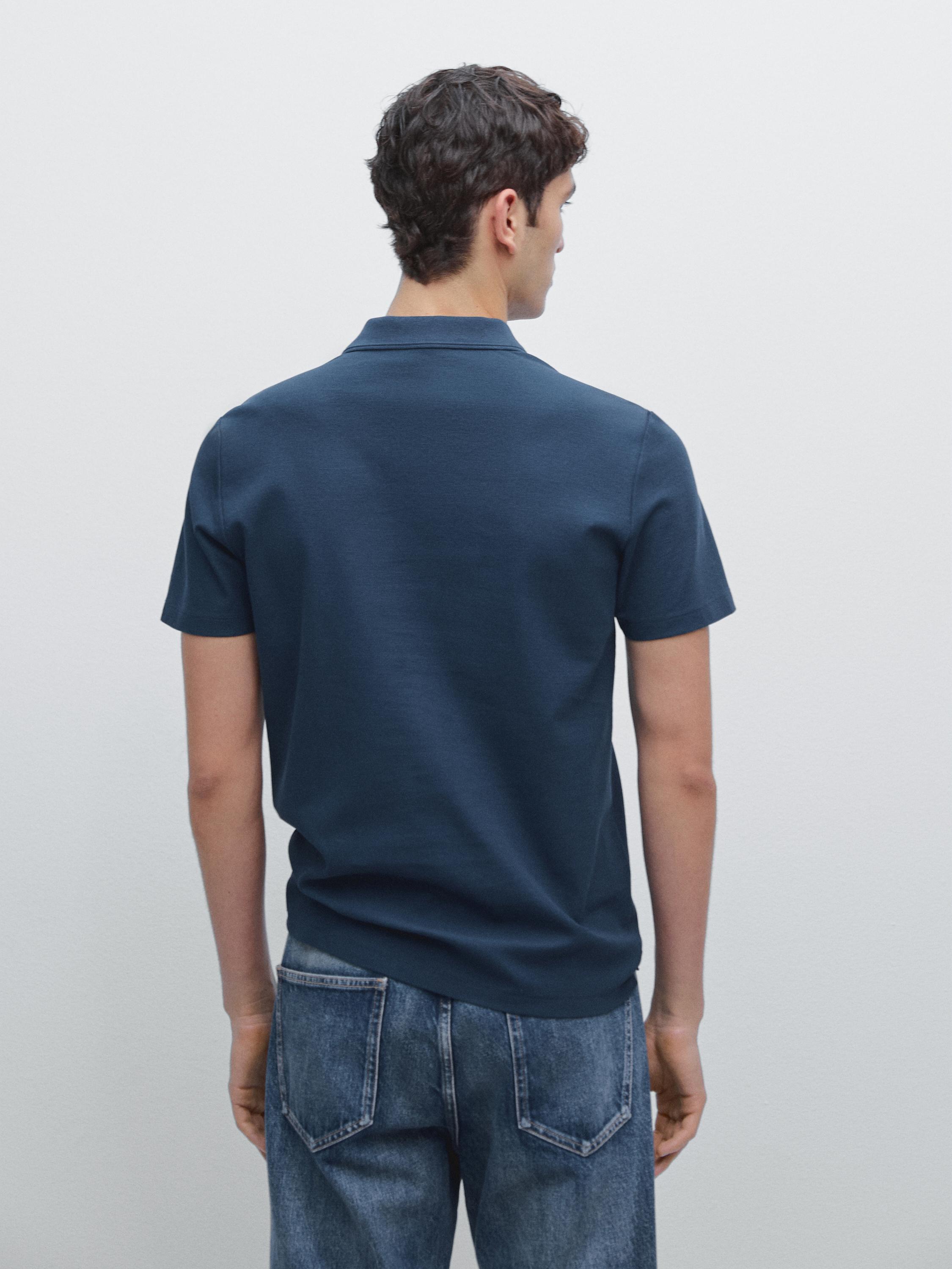 Polo en maille texturée 100 % coton