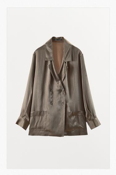 STRIPED PYJAMA SHIRT - camel by Zara