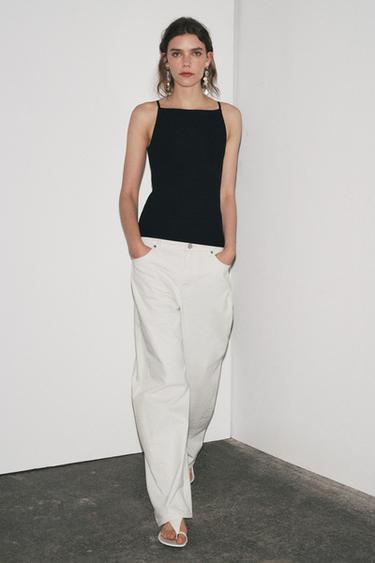 RIB TOP WITH POLYAMIDE STRAPS - Black by Zara - Image 0