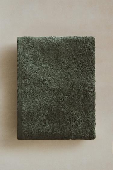 Zara PLAIN COTTON TERRY BATH TOWEL (500 GSM) - Khaki