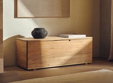 ELM WOOD STORAGE BENCH — Light beige 1