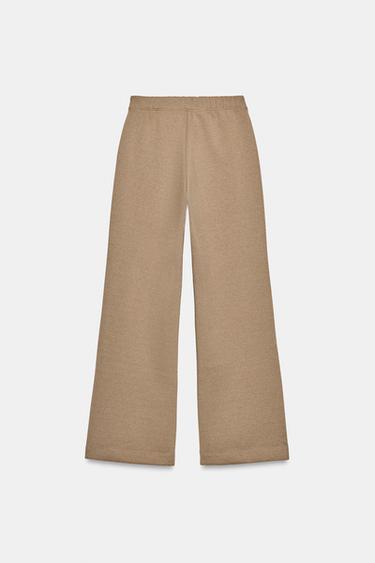 PANTALON EN MOLLETON LARGE - Marron clair de Zara - Image 7