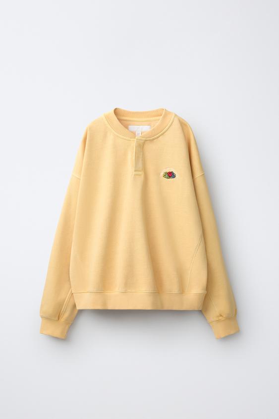 FRUIT OF THE LOOM™ EMBROIDERED SWEATSHIRT - Yellow by Zara - Image 0