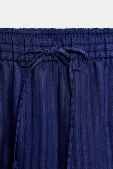 PANTALON STYLE PYJAMA STRUCTURÉ ZW COLLECTION - Bleu marine de Zara - Image 6