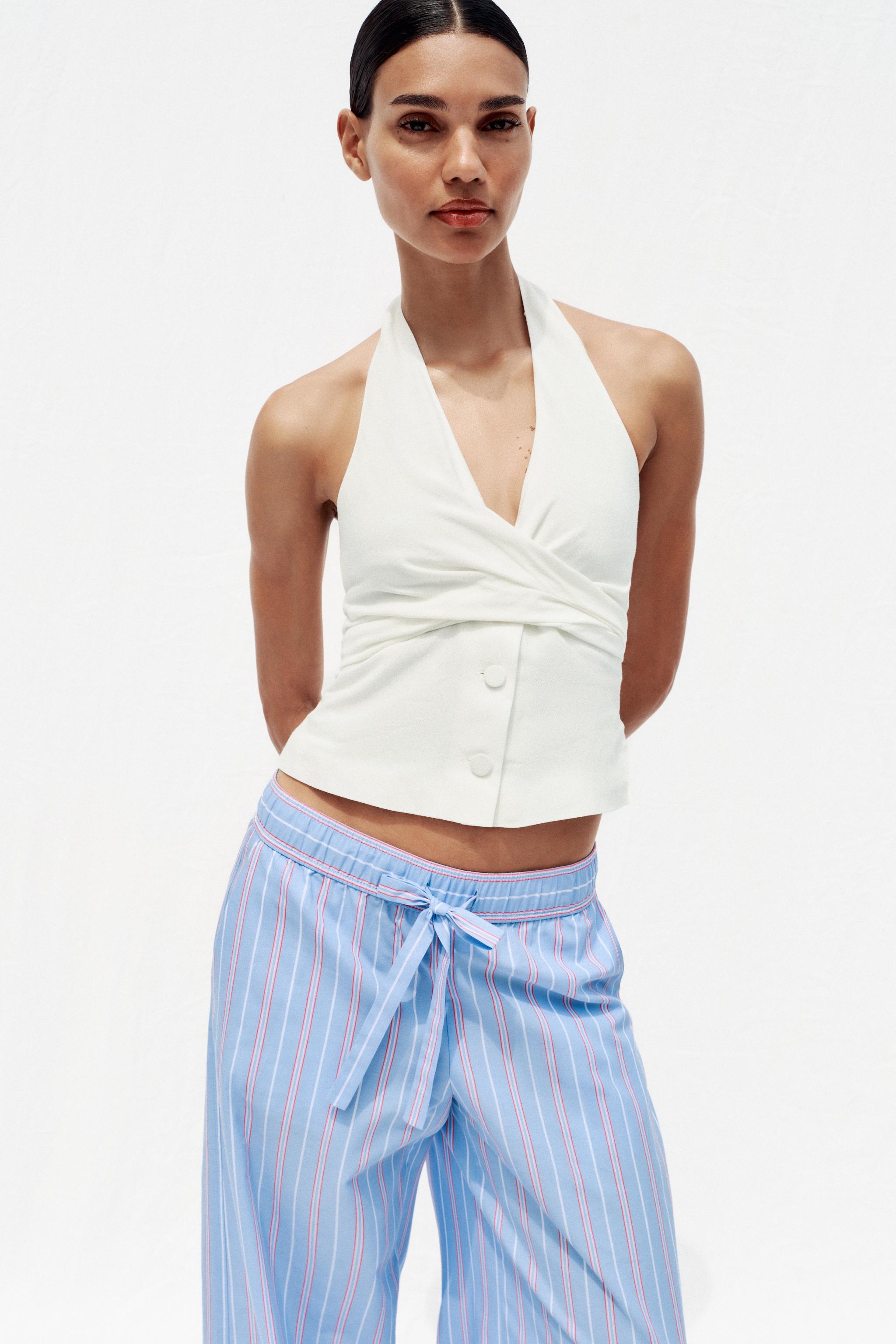 PANTALON RAYÉ EN POPELINE