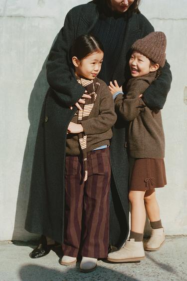 KNIT SKIRT WITH BOWS AND WOOL - Brown by Zara