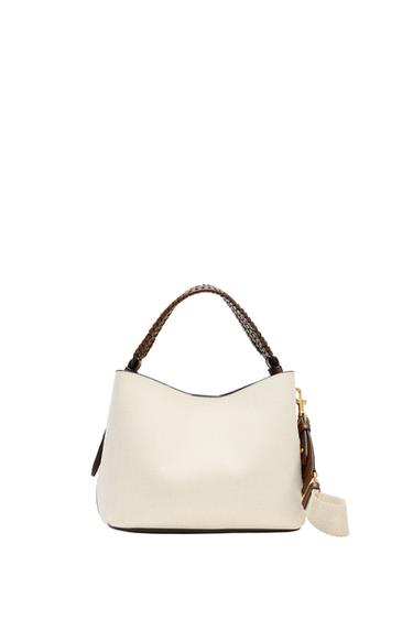 BRAIDED HANDLE CANVAS BUCKET BAG