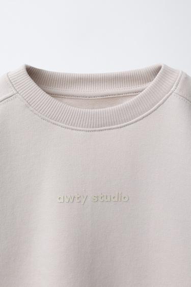 SWEAT AVEC INSCRIPTION EN RELIEF - Beige clair de Zara - Image 2