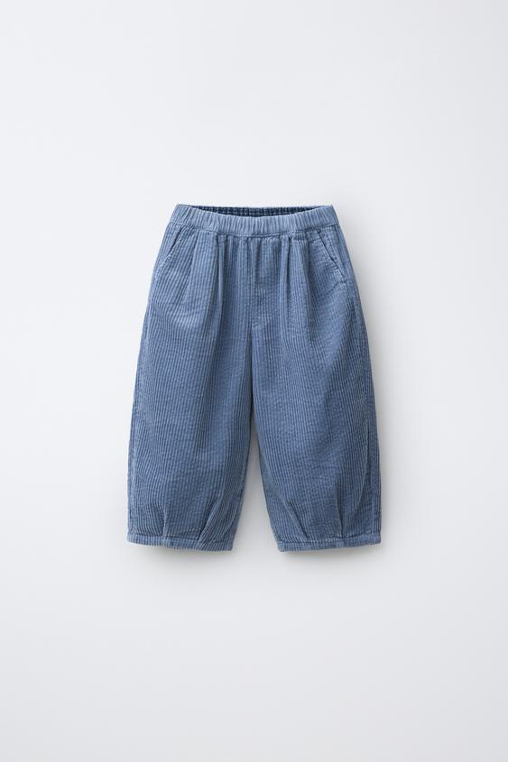 Zara 燈芯絨打褶氣球褲 - 藍色 - 圖片 0