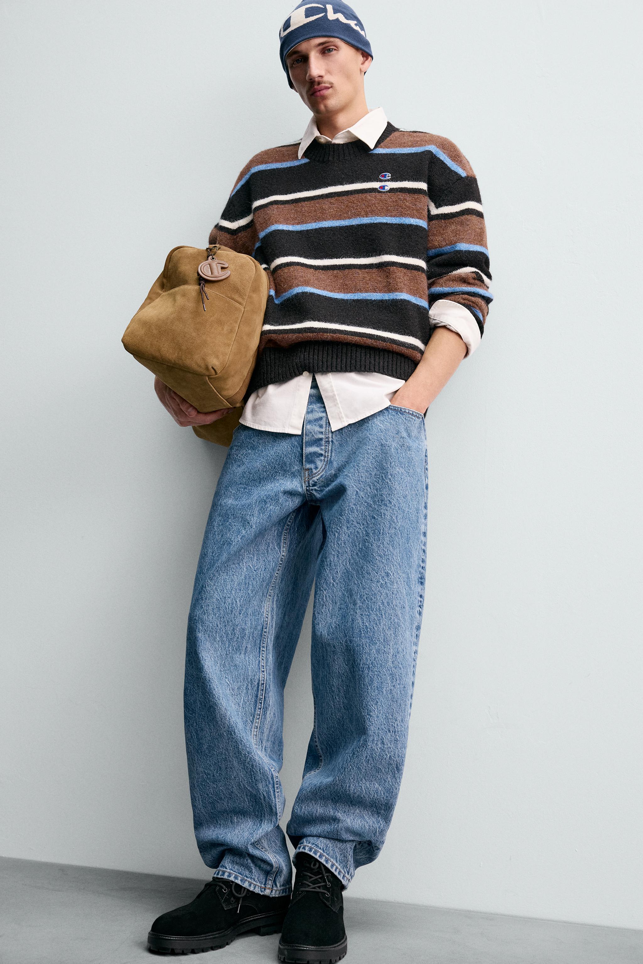 チャンピオン®×ZARA ストライプ柄パッチセーター - チョコレート