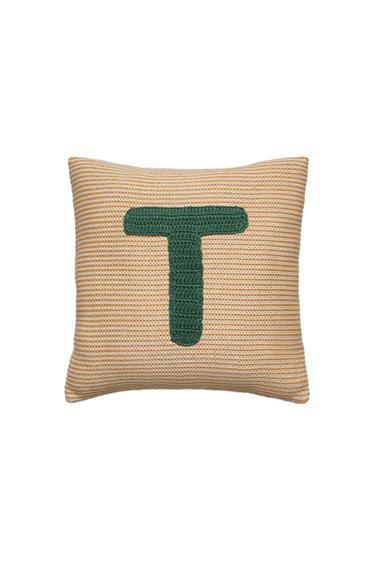 CUSCINO PER BAMBINI RICAMATO CON LETTERA T - Giallo di Zara