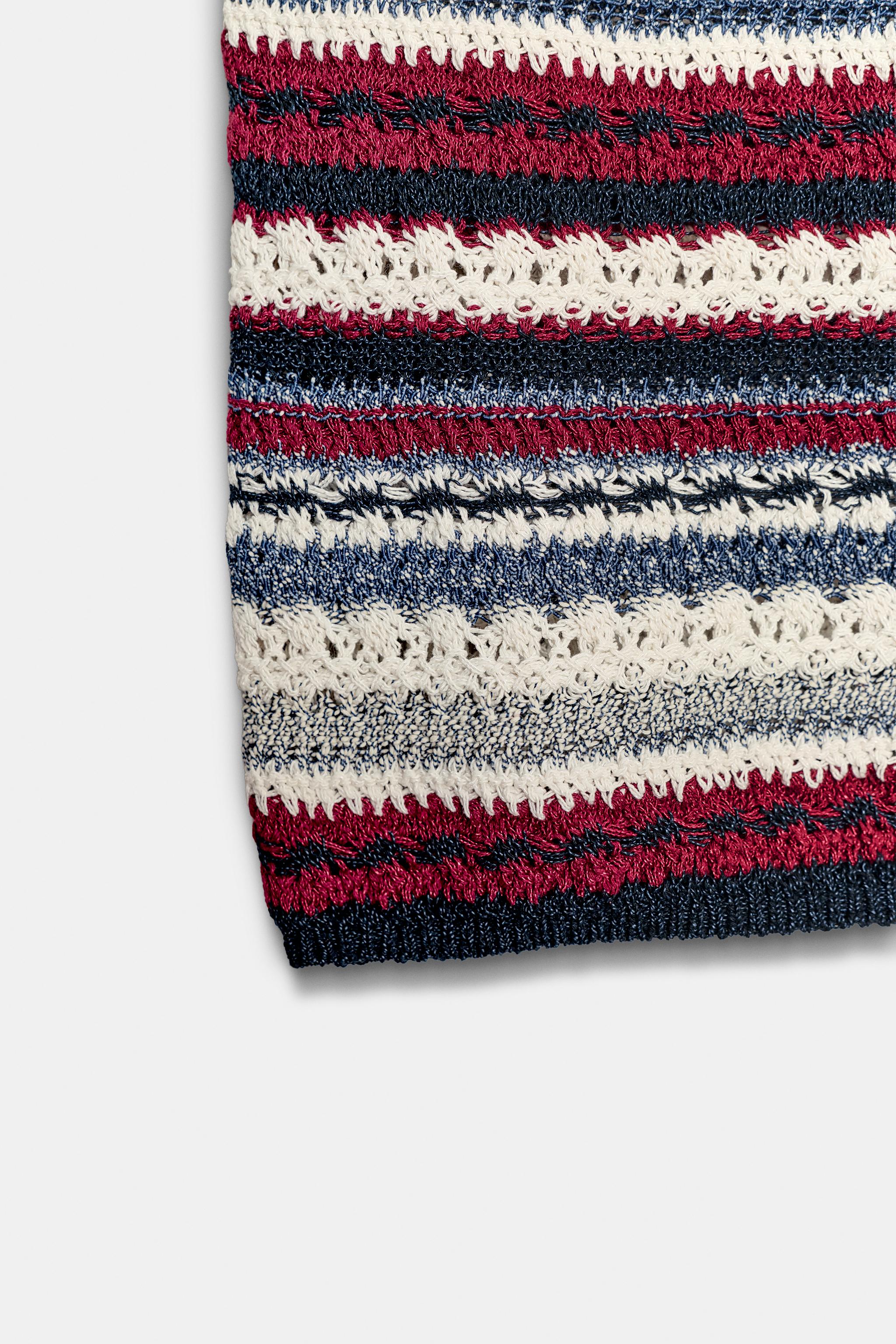 Zara TEXTURED STRIPED KNIT TOP — фото 4