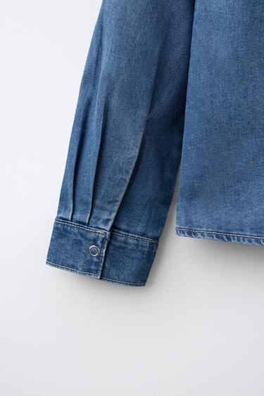 CHEMISE EN DENIM COL MARIN - Bleu de Zara - Image 3