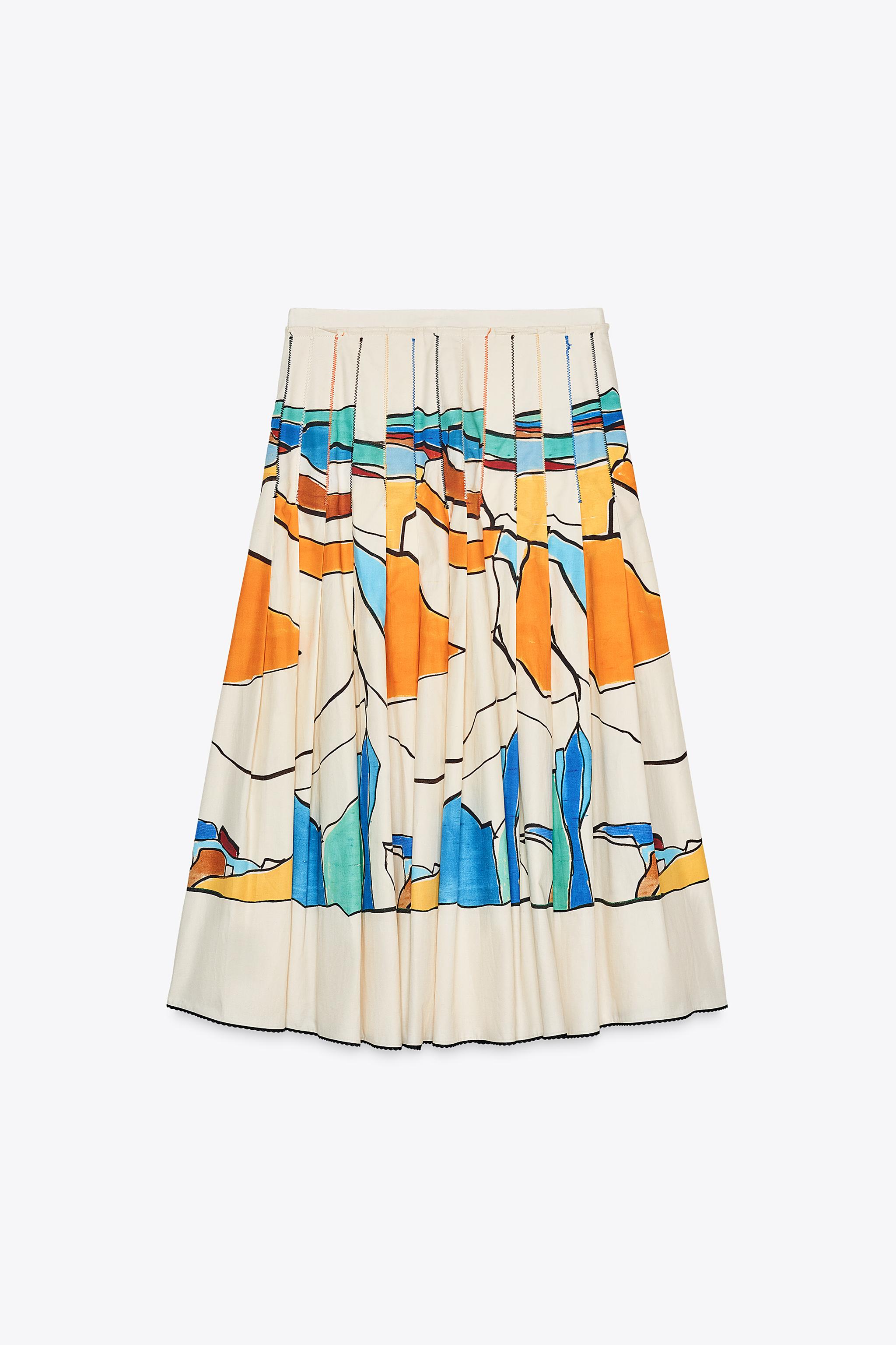ZW COLLECTION プリント柄プリーツスカート - プリント地 | ZARA