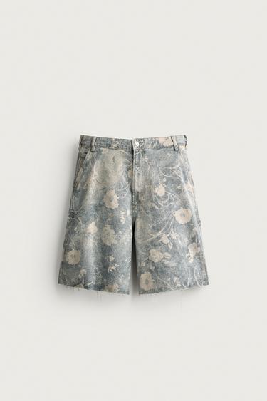 WASHED FLORAL PRINT RELAXED FIT BERMUDA SHORTS - 025 by Zara