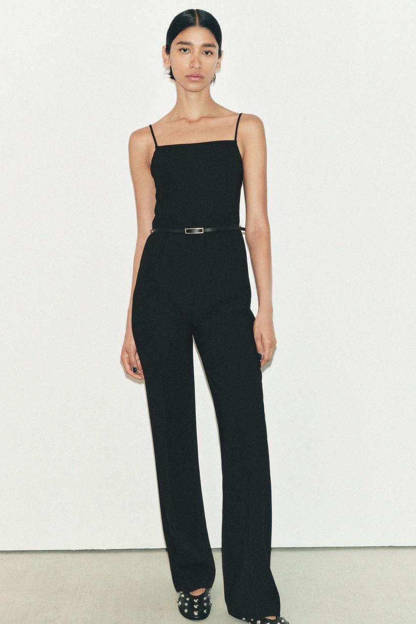 ZW COLLECTION ベルト付きロングジャンプスーツ - ブラック | ZARA 