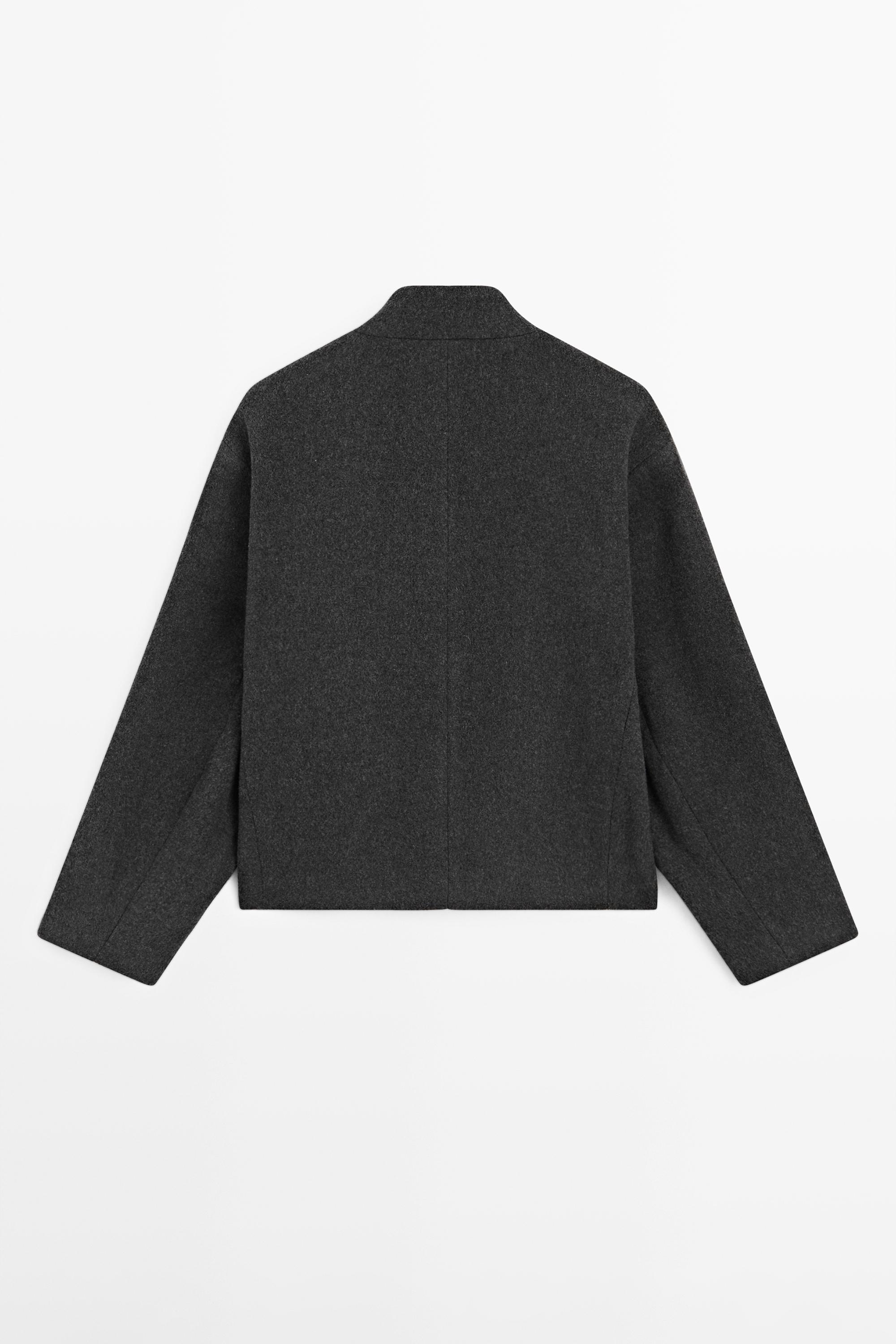 Wool blend jacket with collar detail