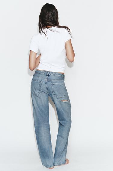 TRF LOW-RISE STRAIGHT JEANS WITH SHIMMER - Navy blue by Zara - Image 5