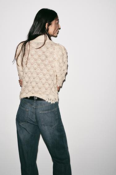 PULL ROMANTIQUE EN MAILLE CÔTELÉE - Écru de Zara - Image 5